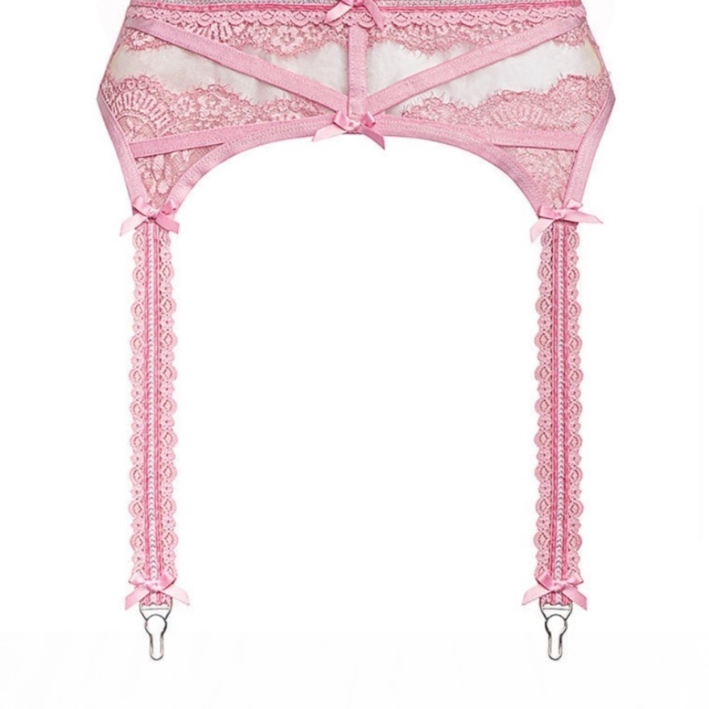 For Love And Lemons Pink Lace Garter Belt